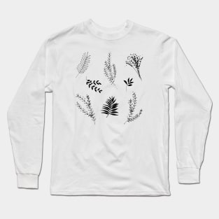 Simple Scandinavian Plant Pattern Long Sleeve T-Shirt